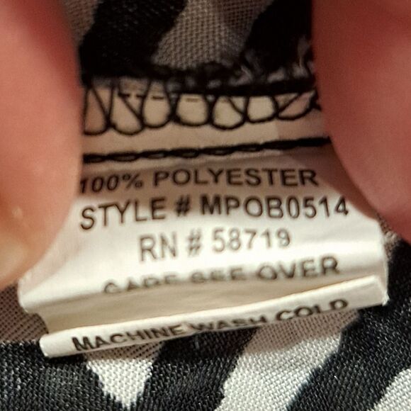 Notations sleeveless collared blouse black white chevron stripe lightweight sz S - Picture 5 of 6